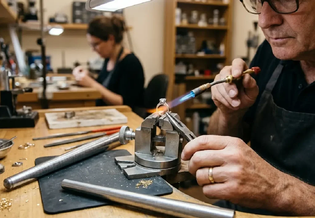 Gold ring repairing at Solomon Gold workshop